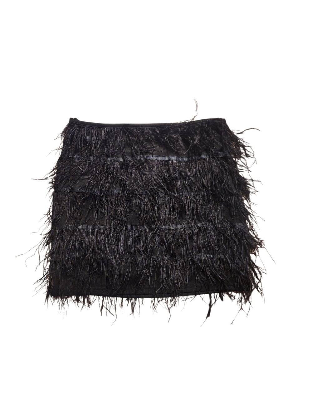 LUCY PARIS Black Feather Fringe Mini Skirt, X-Small - Picture 2 of 4